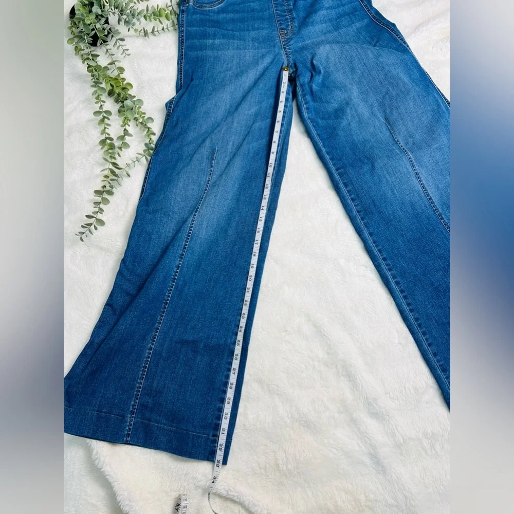 Spanx Seamed Front Wide Leg Vintage Indigo Flared Jeans Size 1X Tall - Picture 12 of 12